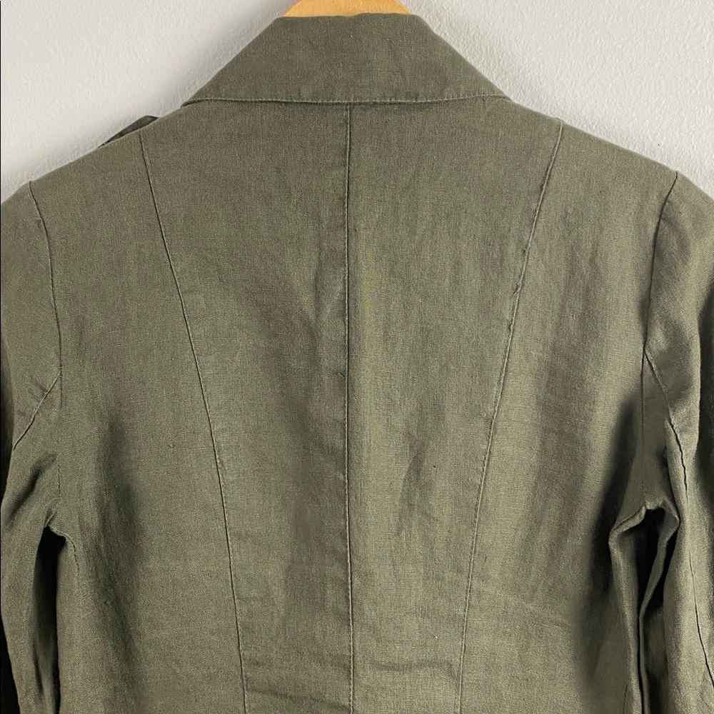 Bisou Bisou Michele Bohbot Linen Blazer Jacket | Olive - Picture 6 of 14